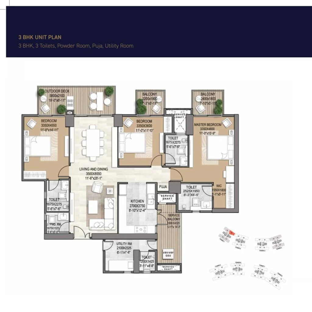 Signature Global Deluxe DXP 3BHK Floor Plan